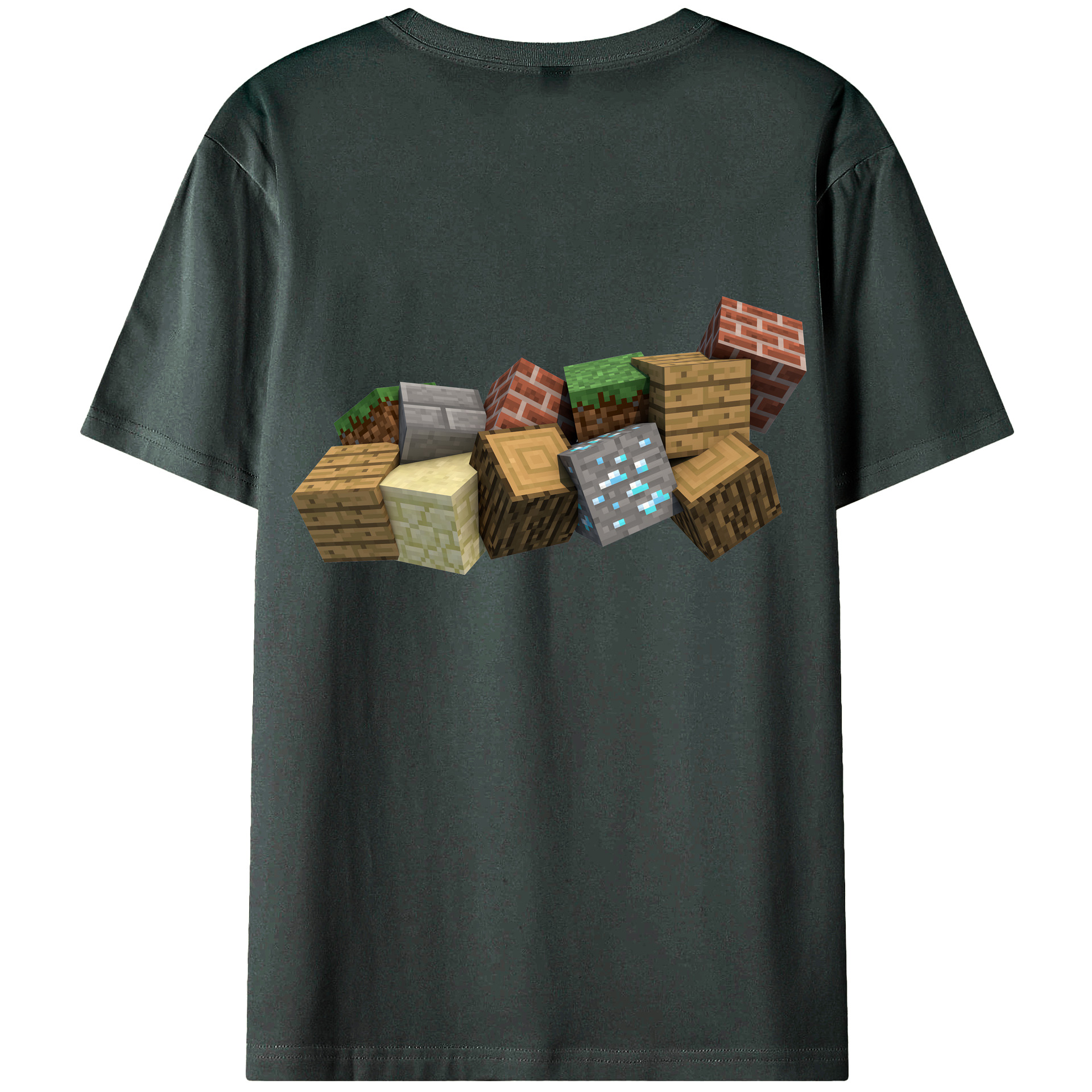 （画像用） マインクラフト ブロックの世界 Minecraft MC Block world 綿100％ メンズ半袖Tシャツ（バックプリント） 通気性